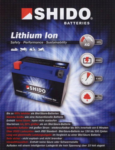 Retrouvez votre Batterie Lithium Ion SHIDO pour moto LTX4L-BS-Chez